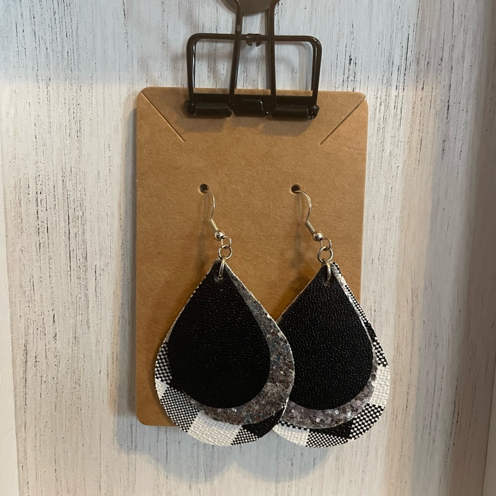Plaid Glitter Earrings